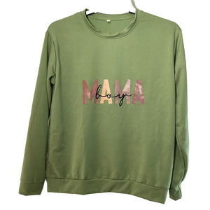 Women's Green Boy Mama Pullover Sweatshirt Size L